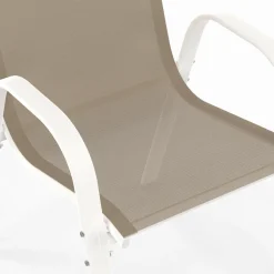 6 chaises de jardin blanc et beige empilables en métal et textilène*IDMarket Discount