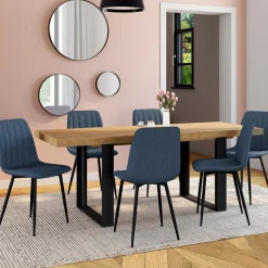 6 chaises en tissu bleu*IDMarket Outlet