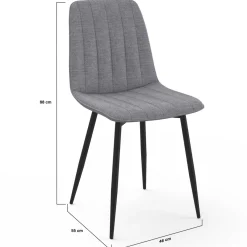 6 chaises en tissu gris clair*IDMarket New