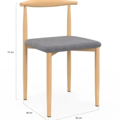 6 chaises imitation bois et tissu gris clair*IDMarket Online