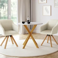 2 chaises pivotantes et fauteuils en velours beige*IDMarket Sale