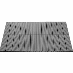 10 dalles de terrasse clipsables 30x30 cm en bois composite gris*IDMarket New