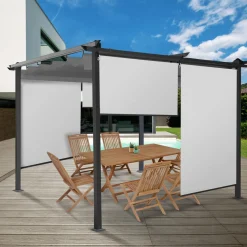 3 stores enrouleurs blancs 225 cm pour pergola*IDMarket New
