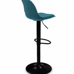 2 tabourets de bar design bleu canard et pied noir*IDMarket Clearance