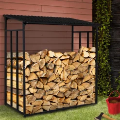 Abri bûches extérieur avec housse de protection*IDMarket Outlet