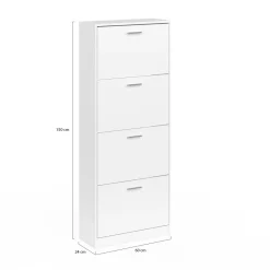Armoire à chaussures 4 portes blanche*IDMarket Hot
