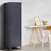 Armoire industrielle vestiaire métallique et bois gris foncé*IDMarket Discount