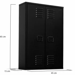 Armoire murale 2 portes noir et métal*IDMarket Sale