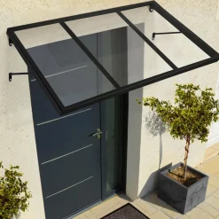 Auvent de porte moderne verrière noir 80 x 113 cm*IDMarket Best