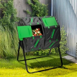 Bac de compostage rotatif double 140L*IDMarket Outlet