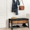 Banquette coffre de rangement bois et métal*IDMarket Online