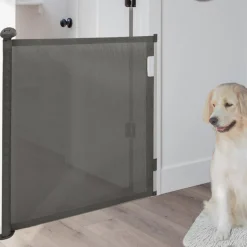 Barrière extensible pour chien et animaux domestiques 130cm grise*IDMarket Discount