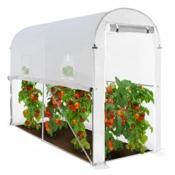 Bâche de rechange 130gr/m² pour serre à tomates 3m² blanche relevable*IDMarket