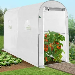 Bâche de rechange 130gr/m² pour serre à tomates 3m² blanche relevable*IDMarket