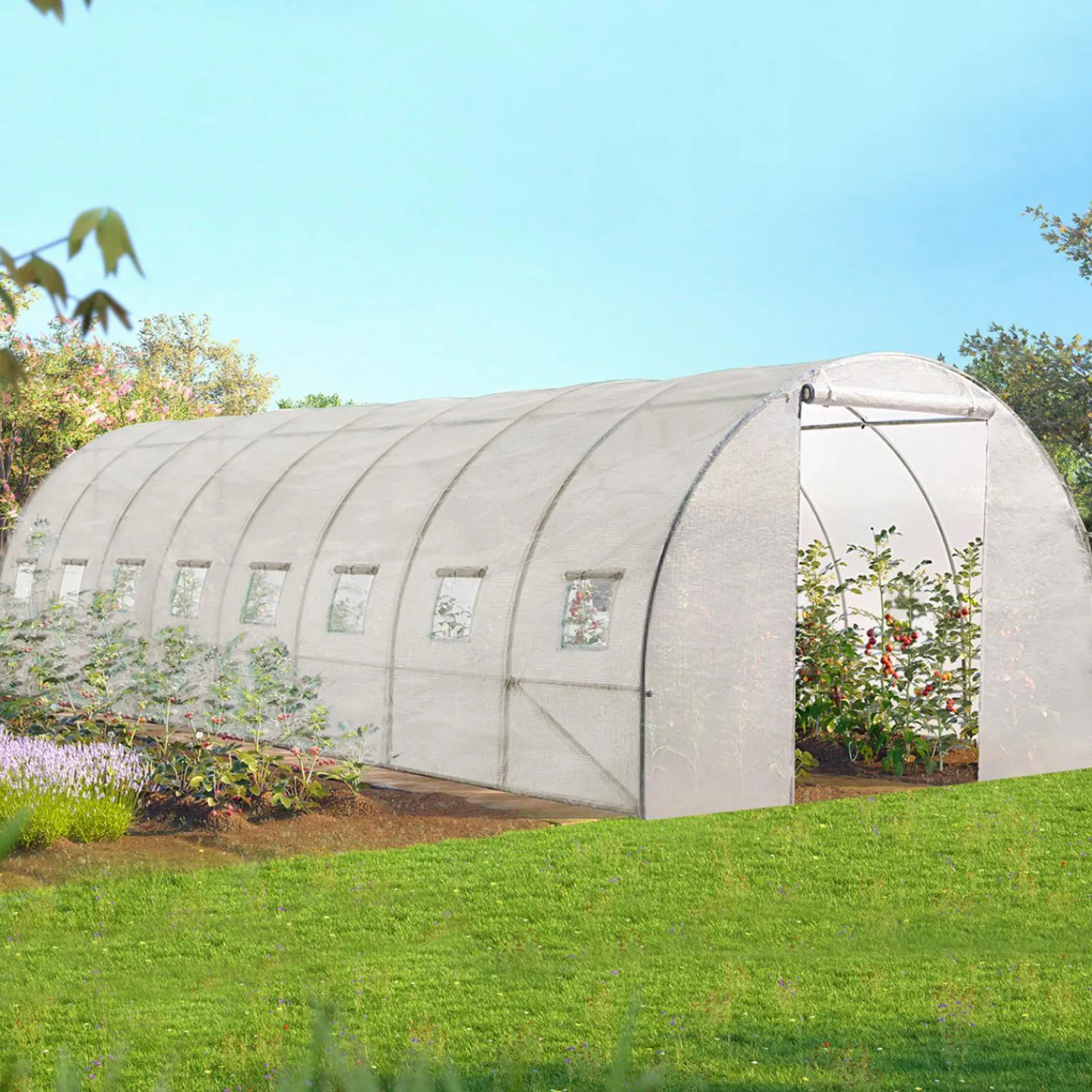 Bâche de rechange pour serre tunnel 24 m² blanche*IDMarket Hot