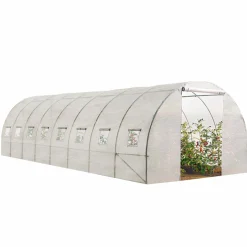 Bâche de rechange pour serre tunnel 24 m² blanche*IDMarket Hot