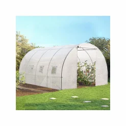 Bâche de rechange pour serre tunnel 12m² blanche*IDMarket Discount