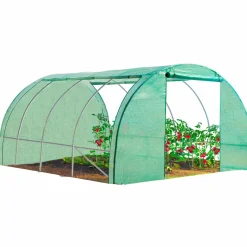 Bâche de rechange pour serre tunnel 12m² verte*IDMarket Clearance