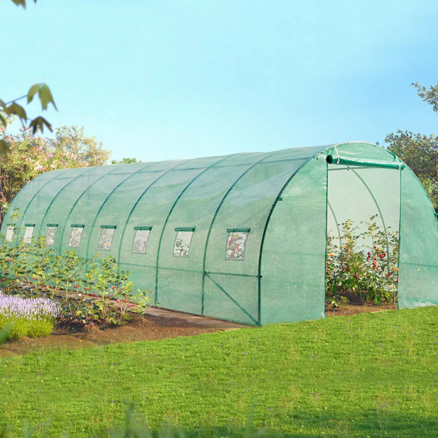 Bâche de rechange pour serre tunnel 24 m² verte*IDMarket Hot