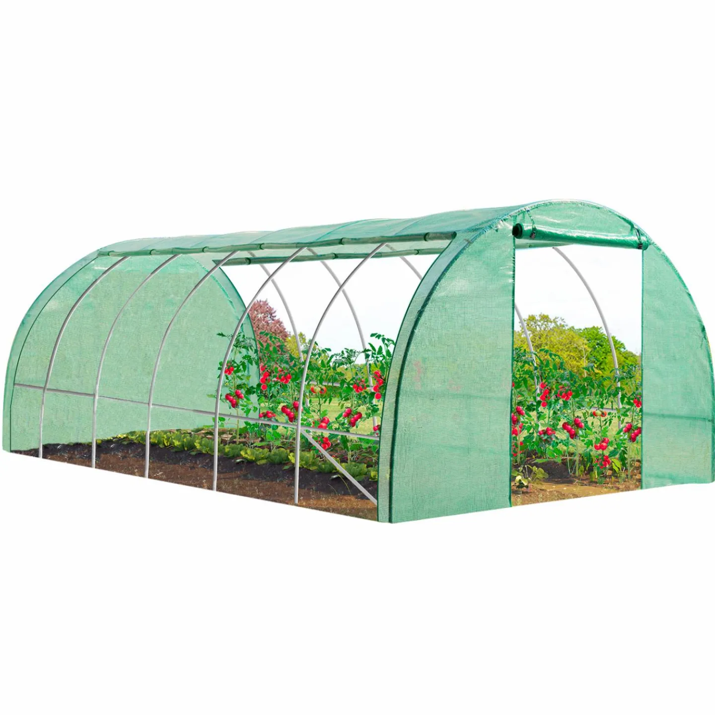 Bâche serre tunnel relevable verte 3x6m*IDMarket Online