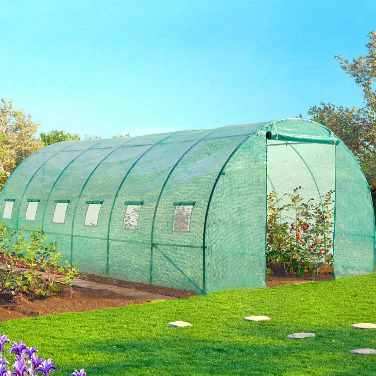 Bâche serre tunnel relevable verte 3x6m*IDMarket Online