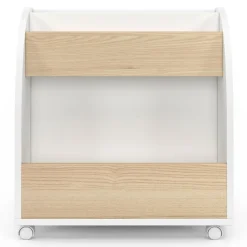 Bibliothèque enfant sur roulettes hêtre et blanc*IDMarket Online