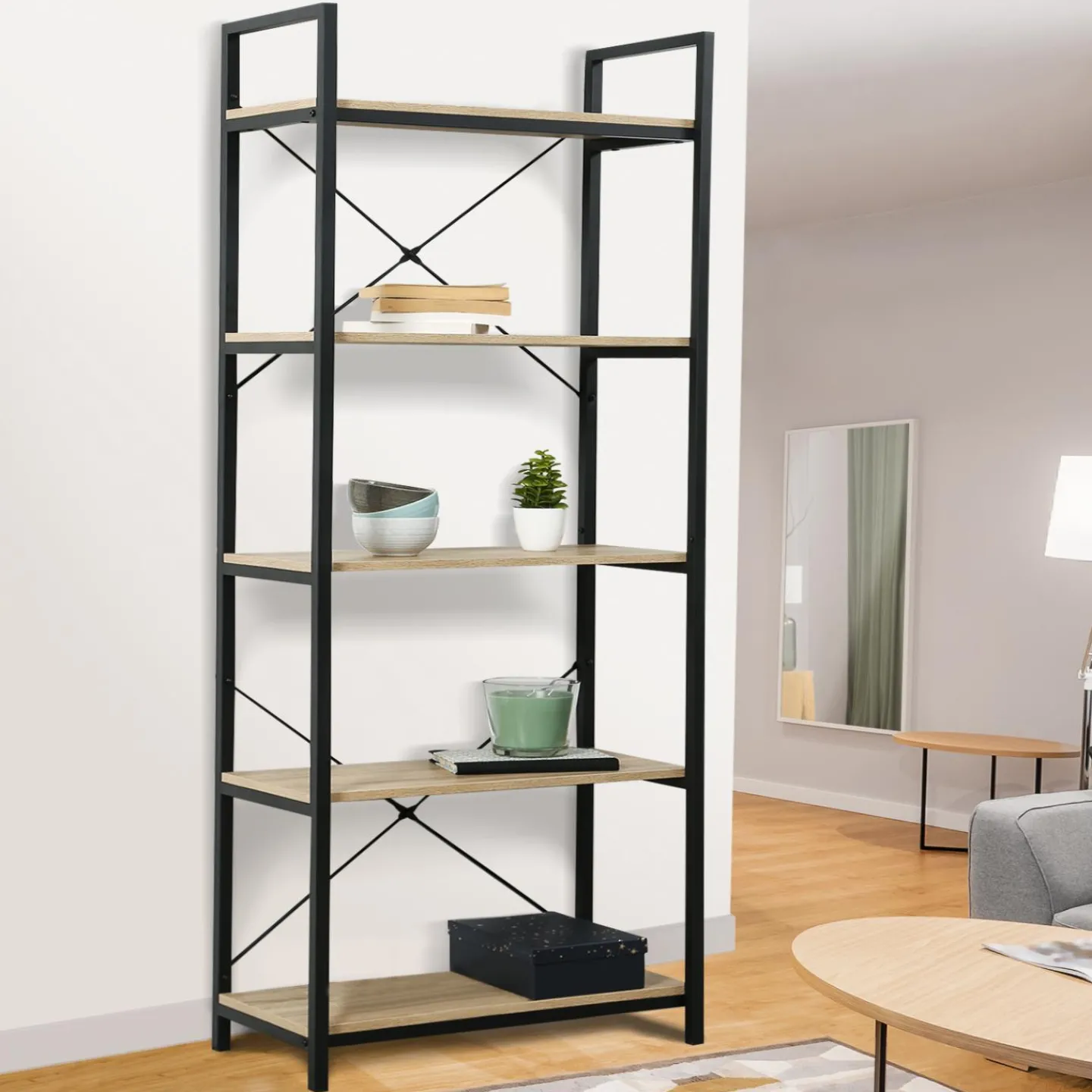 Bibliothèque style industriel bois et métal*IDMarket Best