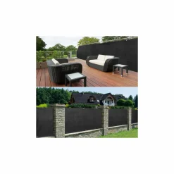 Brise vue 1 m x 10 m noir occultant 220 gr/m²*IDMarket Clearance