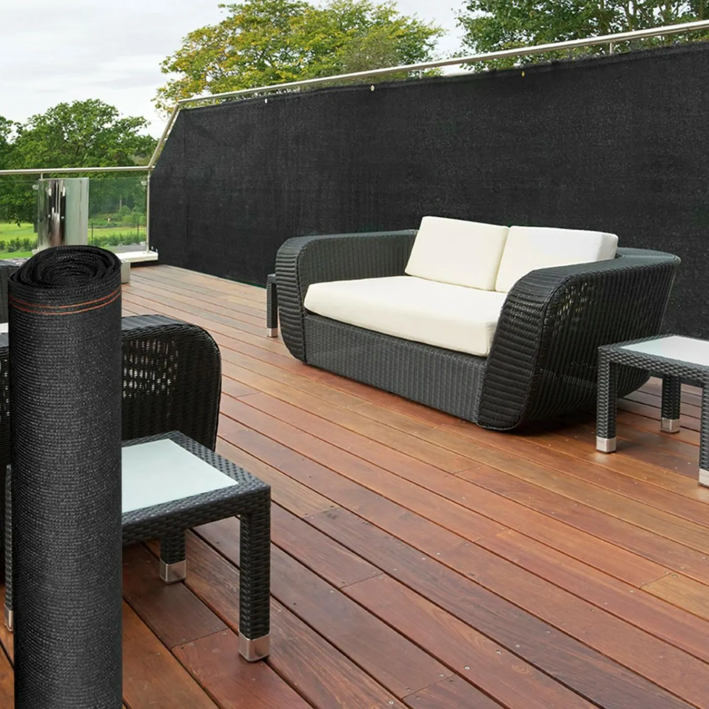 Brise vue 1,5m x 10m noir occultant 220g m²*IDMarket Outlet