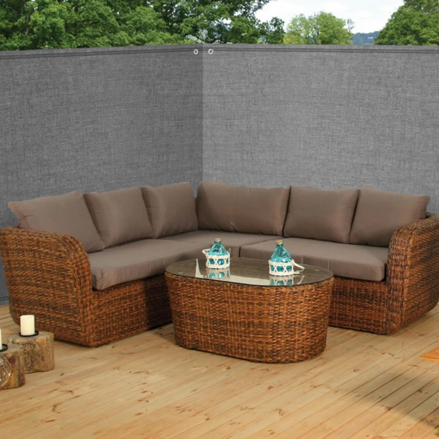 Brise-vue gris clair 1,5 m x 10 m occultant 300 g/m²*IDMarket Best