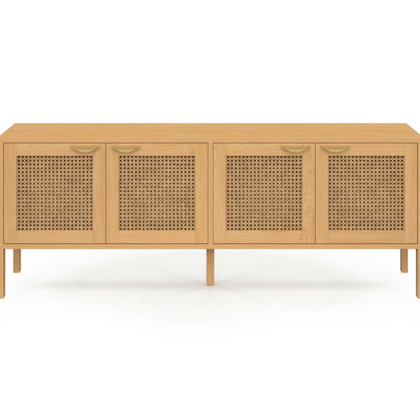 Buffet bas 4 portes bois et cannage 160 cm*IDMarket