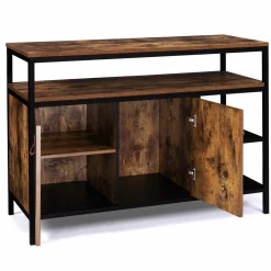 Buffet bas industriel 2 portes effet bois vieilli 100 cm*IDMarket Hot