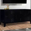 Buffet bas industriel 3 portes en métal noir*IDMarket Discount