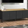 Buffet bas style industriel 4 portes métal noir et plateau bois 140 cm*IDMarket Outlet