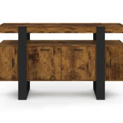 Buffet bois effet vieilli et noir 140 cm 4 portes*IDMarket Sale