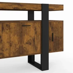 Buffet bois effet vieilli et noir 140 cm 4 portes*IDMarket Sale