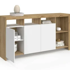 Buffet bois et blanc 140 cm*IDMarket Hot
