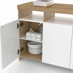 Buffet bois et blanc 140 cm*IDMarket Hot