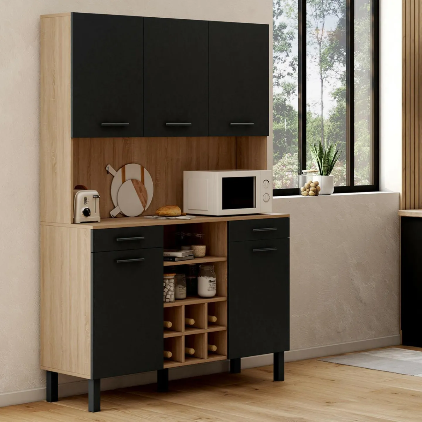 Buffet cuisine 120 cm 5 portes range-bouteilles*IDMarket