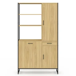 Buffet de cuisine avec colonne de rangement 3 portes design industriel*IDMarket Best