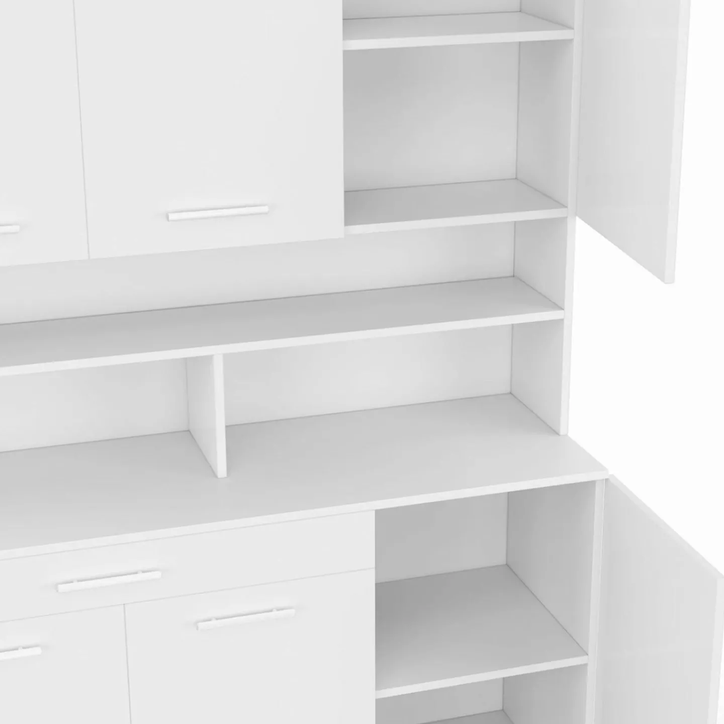 Buffet de cuisine vaisselier blanc brillant 120 cm*IDMarket Outlet