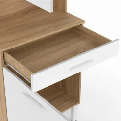 Buffet de cuisine vaisselier blanc et bois façon hêtre 60 cm*IDMarket New