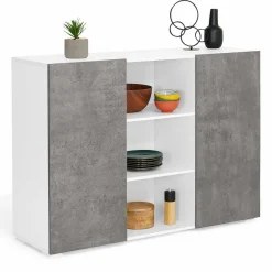 Buffet effet béton et blanc 2 portes*IDMarket Sale