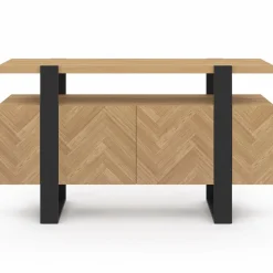 Buffet effet chevrons et noir avec 4 portes 140 cm*IDMarket Clearance