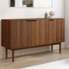 Buffet en bois 140 cm vintage avec 3 portes effet noyer*IDMarket