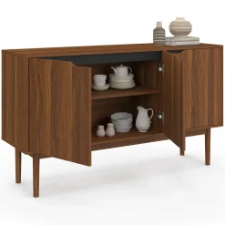 Buffet en bois 140 cm vintage avec 3 portes effet noyer*IDMarket