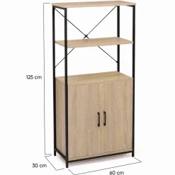 Buffet haut style industriel 2 portes avec étagères*IDMarket