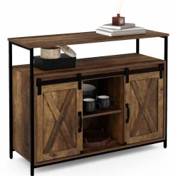 Buffet portes coulissantes grange bois foncé effet vieilli*IDMarket Sale
