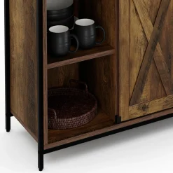 Buffet portes coulissantes grange bois foncé effet vieilli*IDMarket Sale