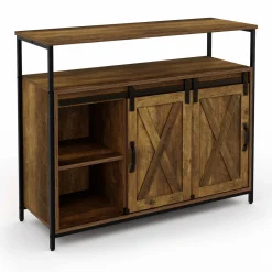 Buffet portes coulissantes grange bois foncé effet vieilli*IDMarket Sale